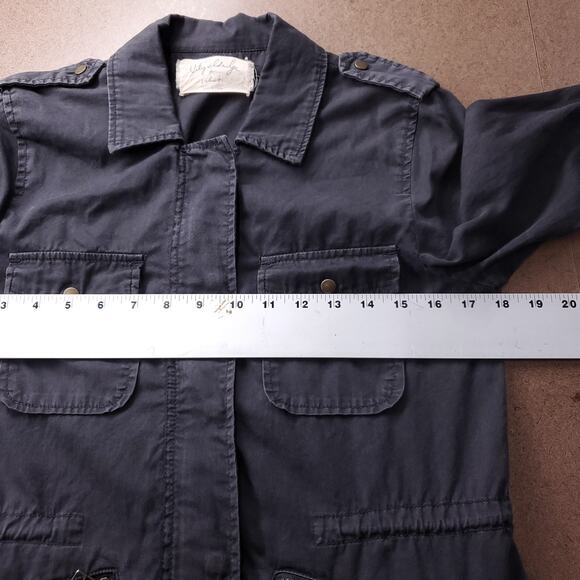 Velvet Parka Women S Dk Gray Drawstring Cinch Waist Collared Utility Streetwear - Picture 5 of 11